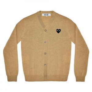 PLAY Men’s Cardigan Black Emblem in Beige