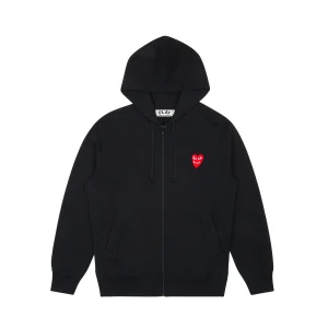 Black CDG Hoodie Zip Up – Double Heart front side