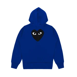 Blue CDG Hoodie Zip up With Large Heart back side