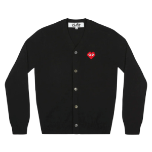 Cdg Play Men’s Cardigan Invader Emblem Black