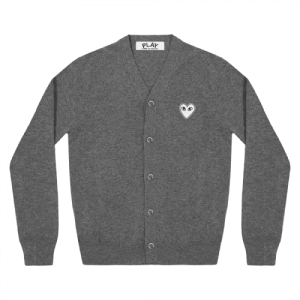 Cdg Play Men’s Cardigan White Heart Dark Grey