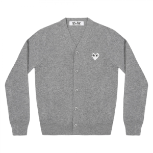 CDG Play Men’s Cardigan White Heart Natural Series Light Grey