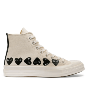 CDG Converse Multi Hearts High Top Beige