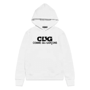 Comme des Garcons Logo Hoodie White