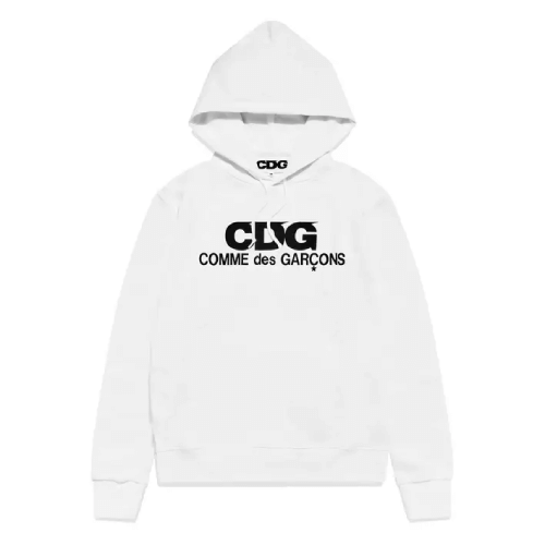 Comme des Garcons Logo Hoodie White
