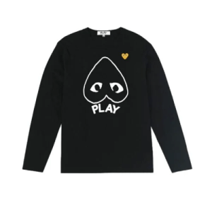 CDG Men Yellow Heart Logo Sweatshirt Black