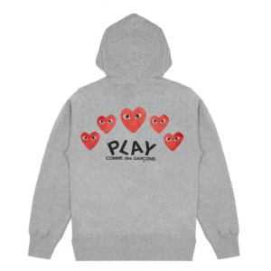 CDG-Play-Grey-Multi-Logo-Zip-Hoodie Back Side