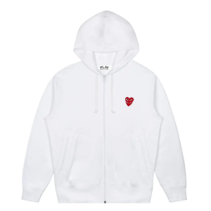 CDG-Play-Hooded-Sweatshirt-with-Double-Red-Heart Front Side