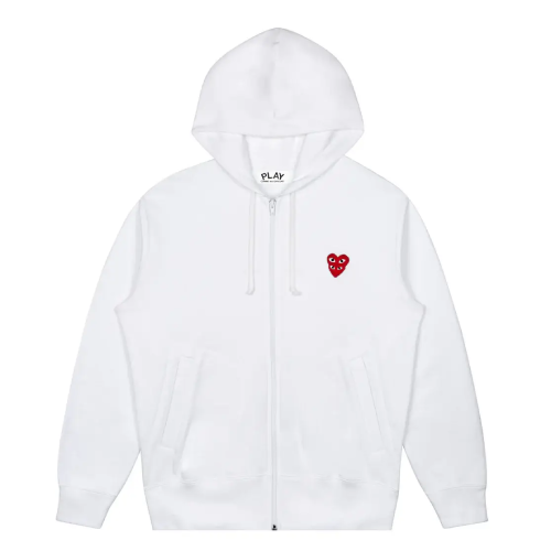 CDG-Play-Hooded-Sweatshirt-with-Double-Red-Heart Front Side