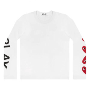 CDG Play L/S Printed Logos T-Shirt White