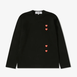 CDG Play Multi Red Heart Long Sleeve T-Shirt Black