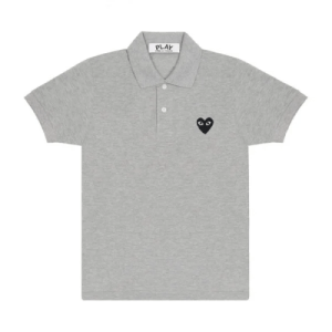 CDG Play Polo Black Emblem (Grey) Front Side