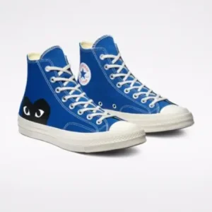 Cdg Converse Black Heart High Top - Blue