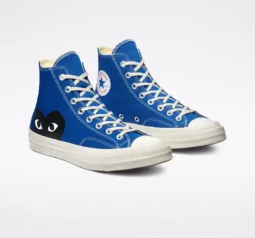 Cdg Converse Black Heart High Top - Blue