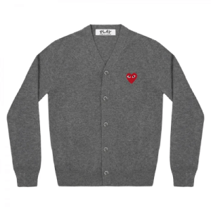 Cdg Play Men’s Cardigan Red Emblem Grey