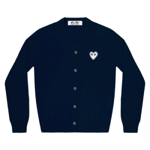 Cdg Play Men’s Cardigan White Heart Navy