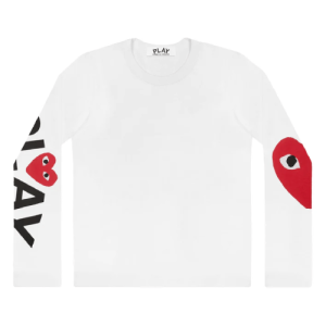 Comme Des Garçons Big Heart Long Sleeve White front Side