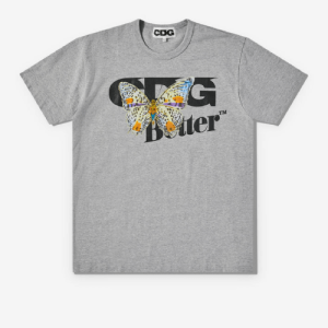 CDG Better™ Gift Shop Butterfly T-Shirt Grey Front Side