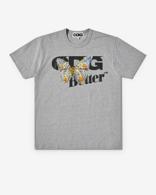 CDG Better™ Gift Shop Butterfly T-Shirt Grey CDG Better™ Gift Shop Butterfly T-Shirt Grey Front Side