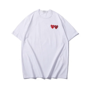 CDG Double Heart White Shirt Front Side