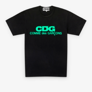 CDG Fluo Color Logo Tee Black/Green Front Side