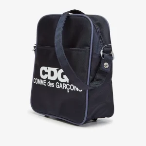 CDG Logo Shoulder Bag Navy Side View
