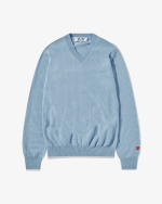 CDG Men Lambswool V Neck Sweater Blue Front Side