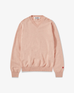 CDG Men Lambswool V Neck Sweater Pink Front Side
