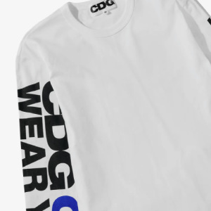 CDG Message Longsleeve T-Shirt White Front Logo