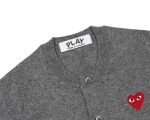 CDG PLAY Round Neck Cardigan Red Emblem Grey Neck