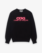 CDG Pink Logo Sweatshirt Black Front Side