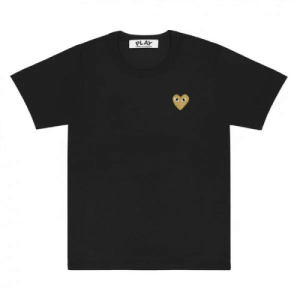 CDG Play Basic T-Shirt Gold Emblem (Black) Front Side