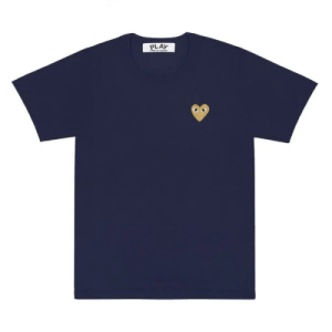 CDG Play Basic T-Shirt Gold Emblem (Navy) Front Side