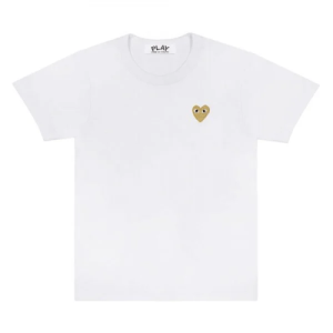 CDG Play Basic T-Shirt Gold Emblem (White) Front Side