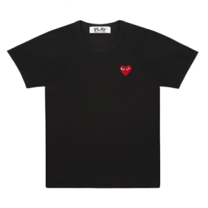 CDG Play Basic T-Shirt Red Emblem (Black) Front Side