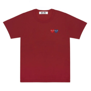 CDG Play Basic T-Shirt Two Emblems (Burgundy) Front Side