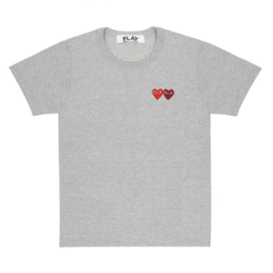 CDG Play Basic T-Shirt Two Emblems (Grey) Front Side