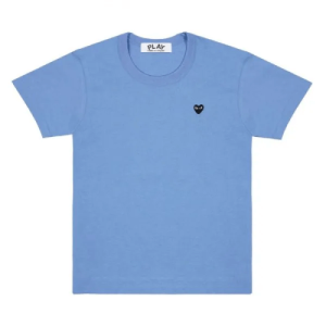 CDG Play Black Heart Logo T-Shirt in Blue Front Side