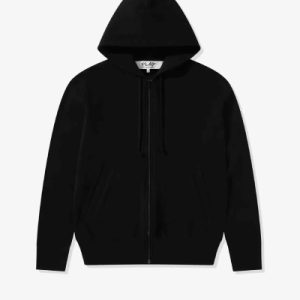 CDG Play Black Heart Zip Hooded Black Front Side