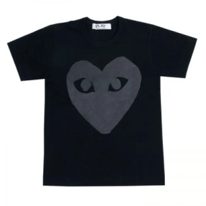 CDG Play Black T-shirt Black Heart Screenprint Front Side