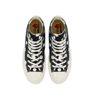 CDG Play Converse Polka Dot Red Heart Chuck Taylor All Star ’70 High Sneakers Black Top Side