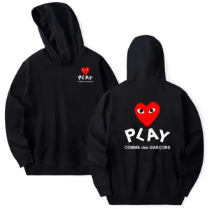 CDG Play Double Side Printed Hoodie Black