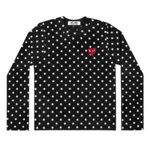 CDG Play L/S Polka Dot T-Shirt Black Front Side