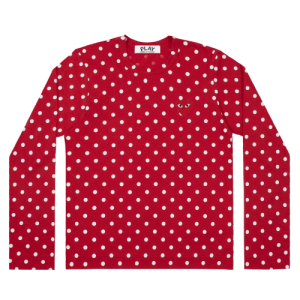CDG Play L/S Polka Dot T-Shirt Red Front Side