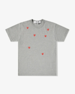 CDG Play Multi Red Heart Logo T-Shirt Grey