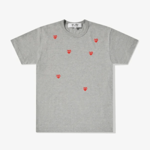 CDG Play Multi Red Heart Logo T-Shirt Grey