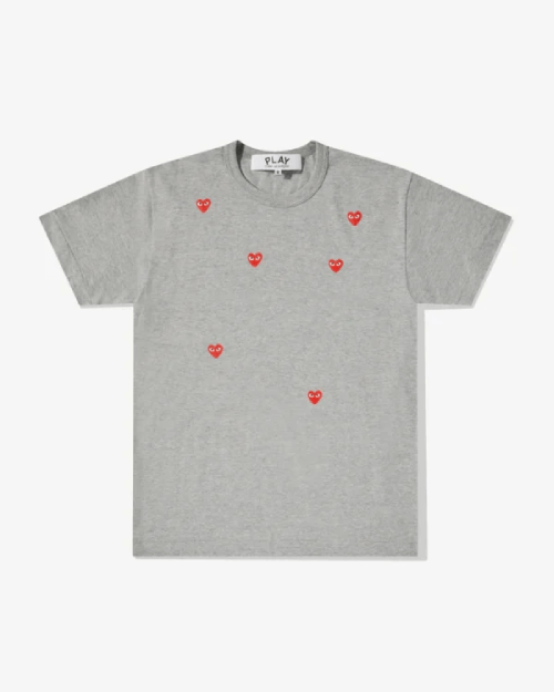 CDG Play Multi Red Heart Logo T-Shirt Grey CDG Play Multi Red Heart Logo T-Shirt Grey