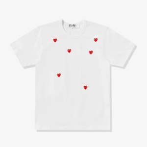CDG Play Multi Red Heart Logo T-Shirt White