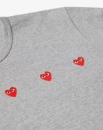 CDG Play Multi Red Heart T-Shirt Grey Logo
