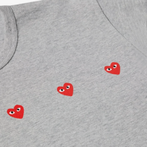 CDG Play Multi Red Heart T-Shirt Grey Logo
